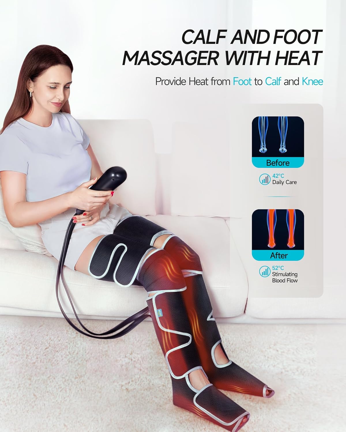 ALLJOY Heated Leg Massager with Compression, 5 Modes, 4 Intensities