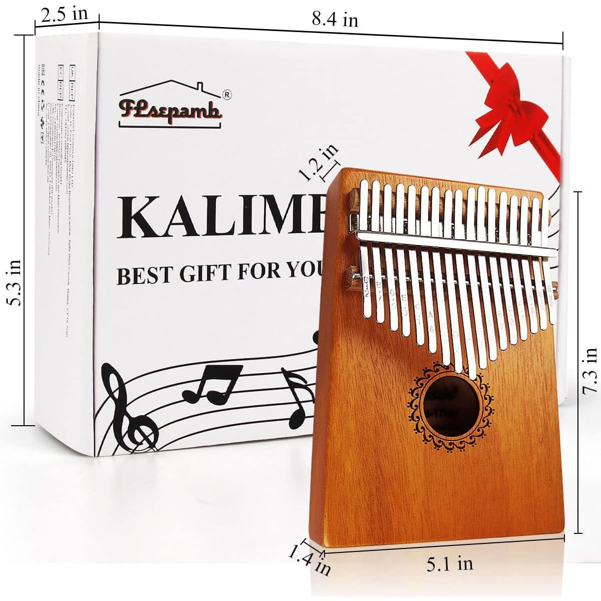 17 Key Thumb Piano Mahogany Wood, Portable Mbira Finger Piano