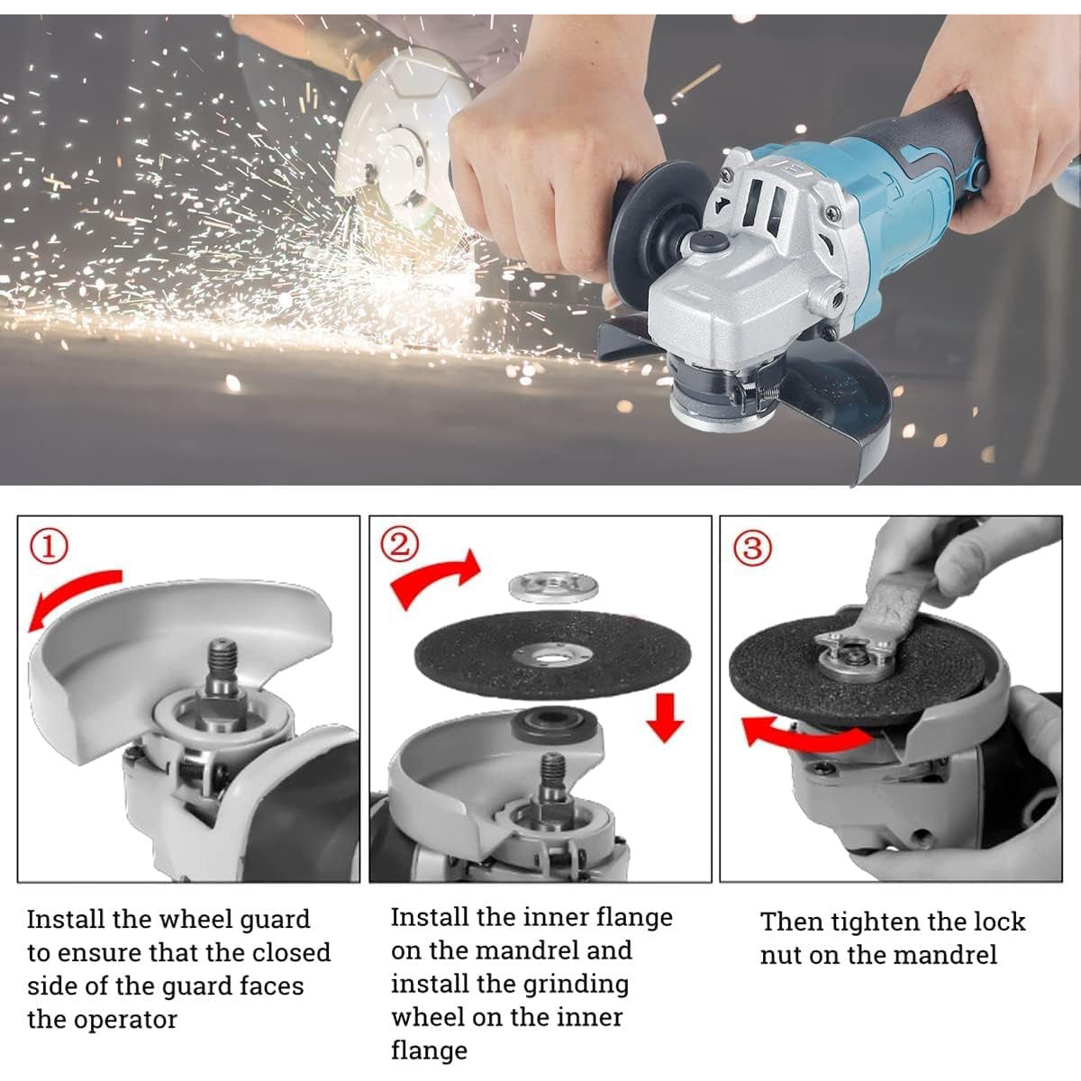 18V Cordless Brushless 125mm Angle Grinder with 3-Speed Variable Kit