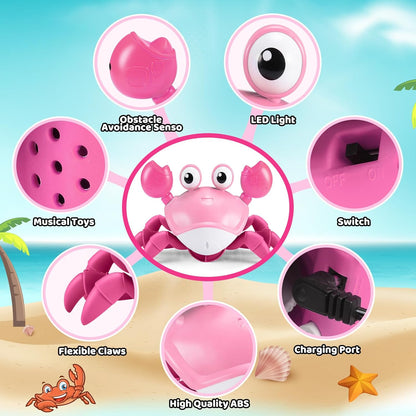 Toyzey Interactive Crawling Crab Sensory Toy with Music and Lights