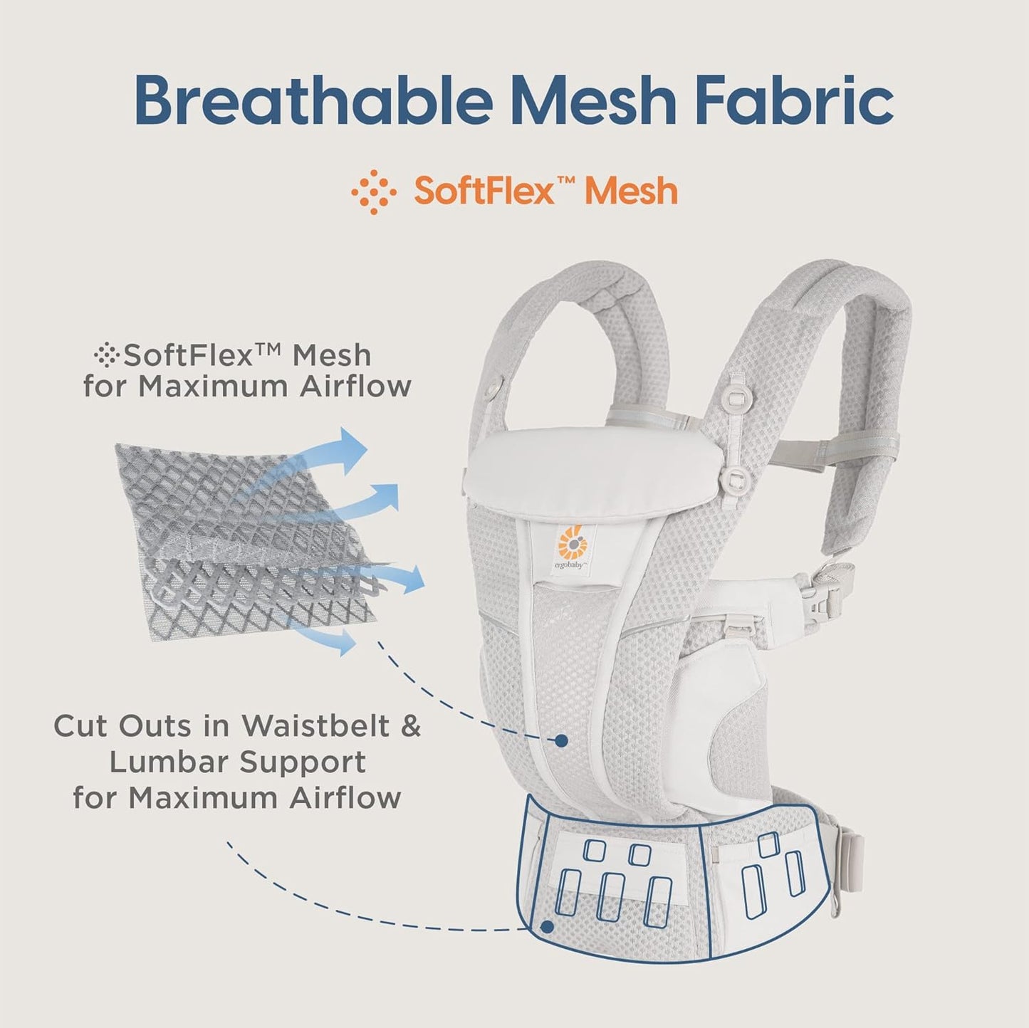 Ergobaby Omni Breeze Breathable Mesh Baby Carrier – Graphite Grey