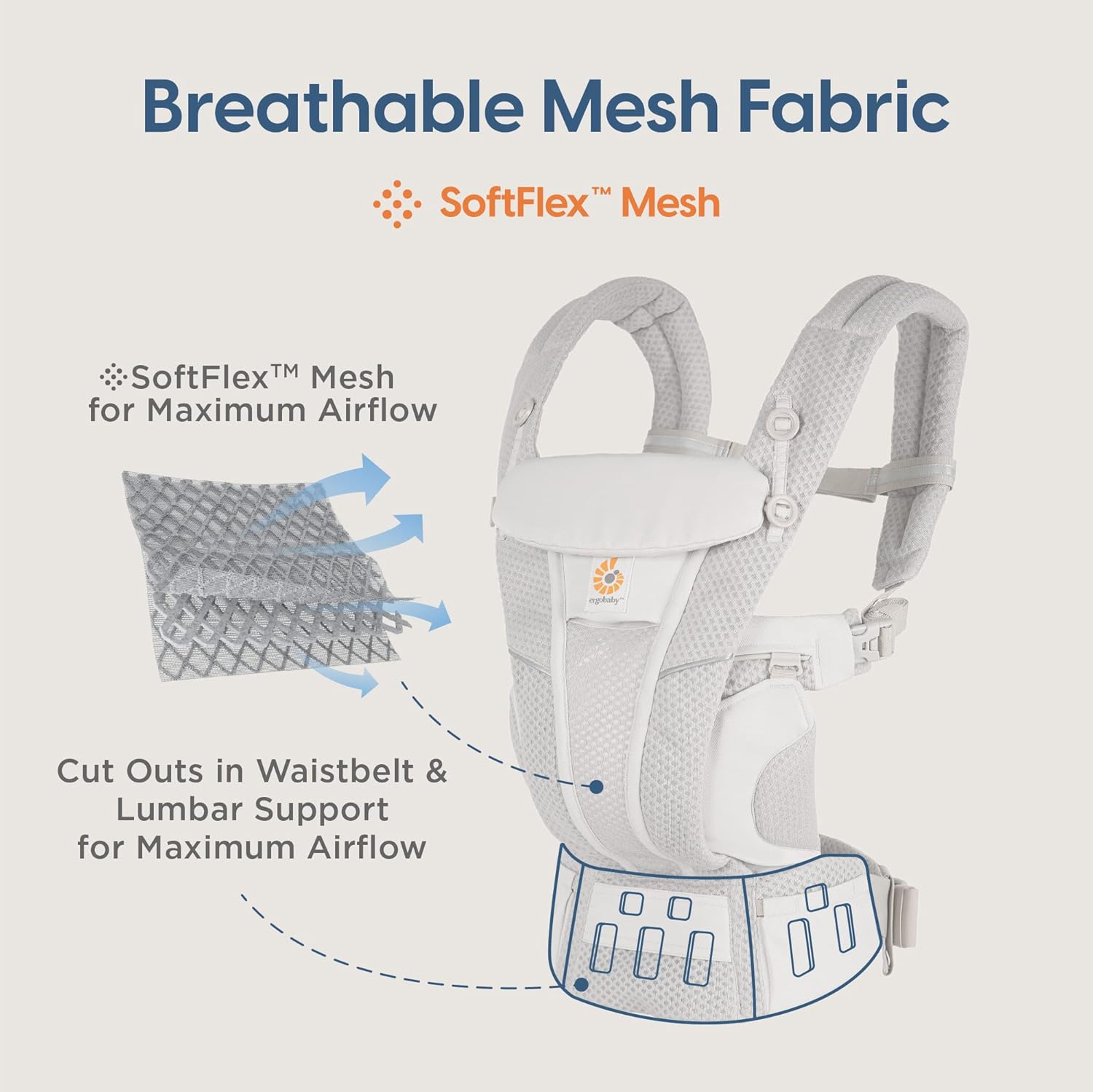 Ergobaby Omni Breeze Breathable Mesh Baby Carrier – Graphite Grey