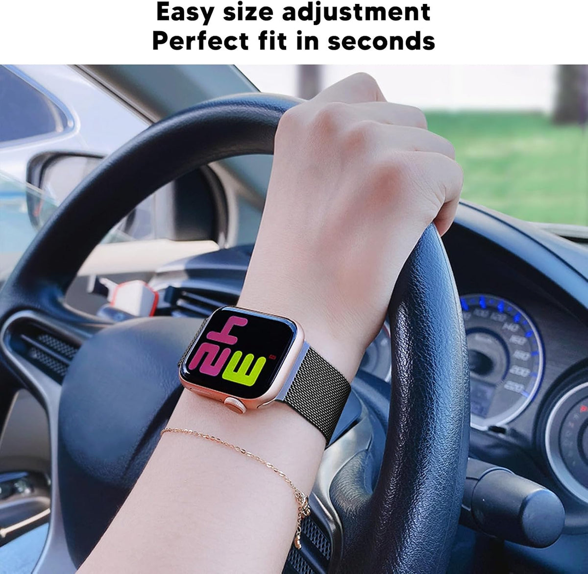Jectse 20mm Metal Mesh Watch Band for Vivoactive HR Black