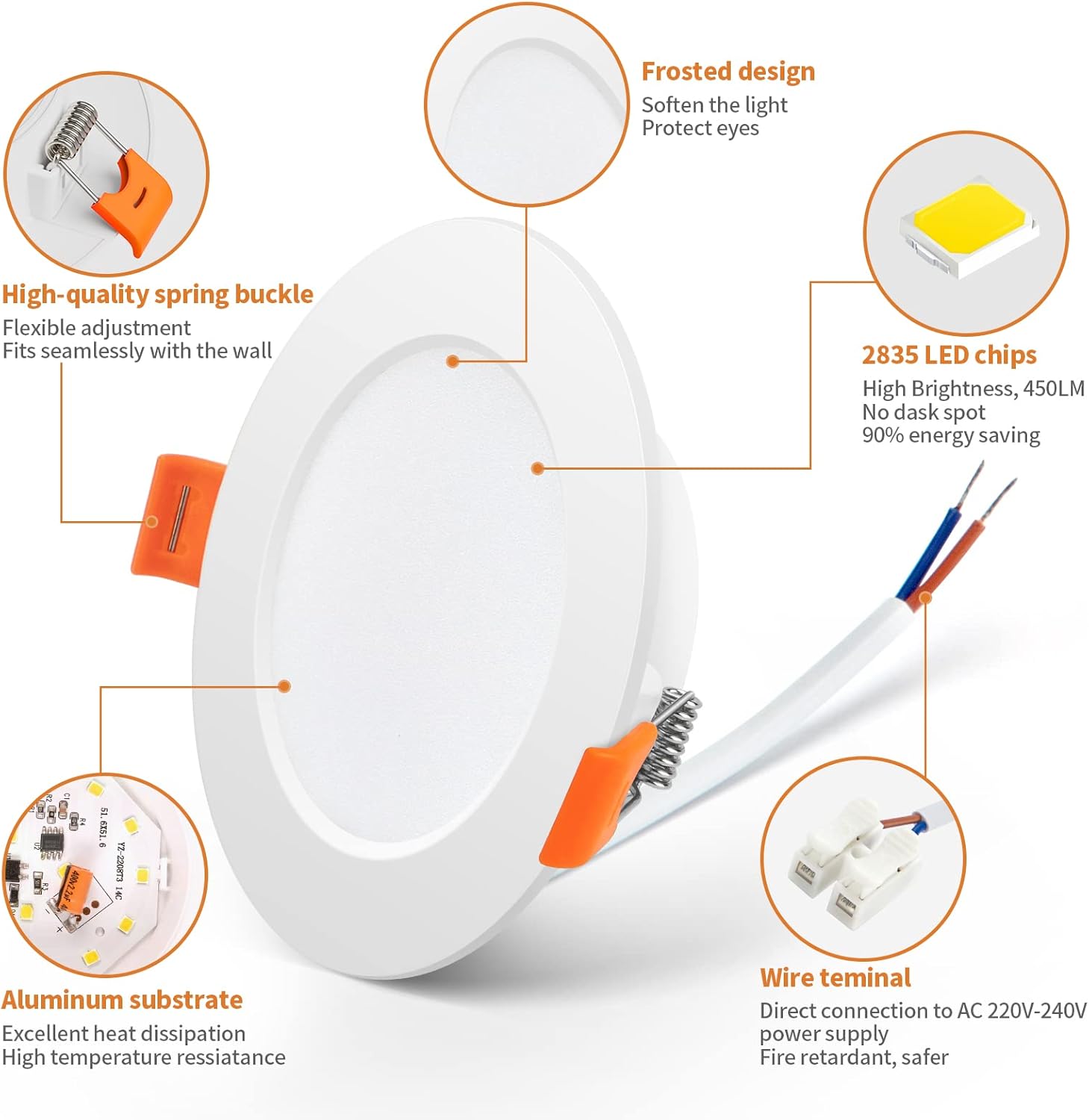 Tomosu 5W 6000K Slim LED Recessed Ceiling Light 10 Pack