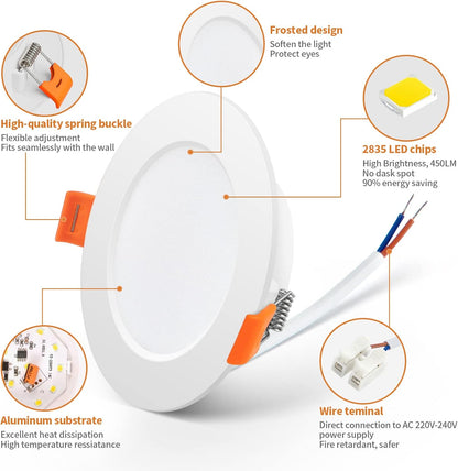 Tomosu 5W 6000K Slim LED Recessed Ceiling Light 10 Pack