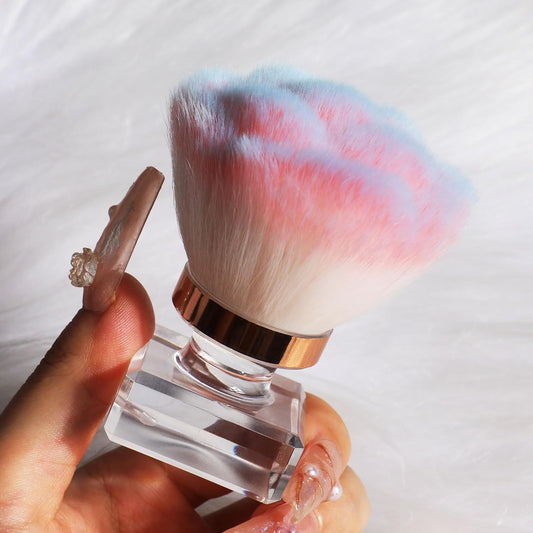 ANGNYA Pink Rose Nail Dust Brush with Soft Nylon Bristles