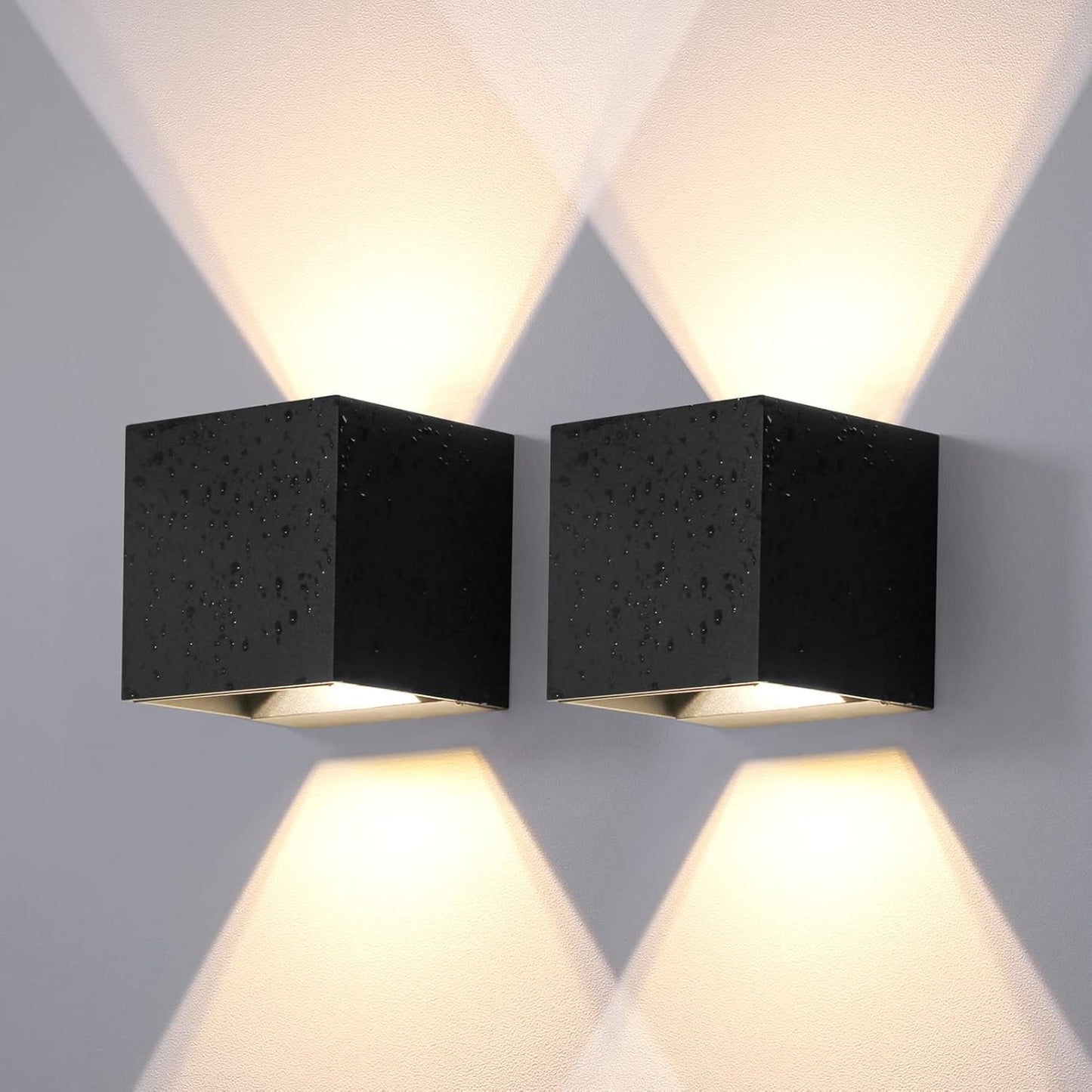 DAWALIGHT 12W LED Square Wall Lamp Set 2-Piece Black Adjustable