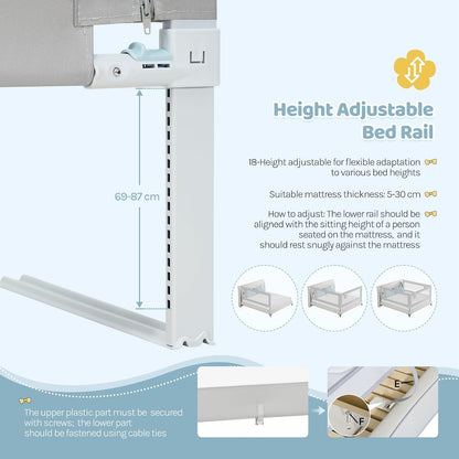 WOLTU 79-inch Adjustable Toddler Bed Rail Guard: Portable Baby Safety Barrier