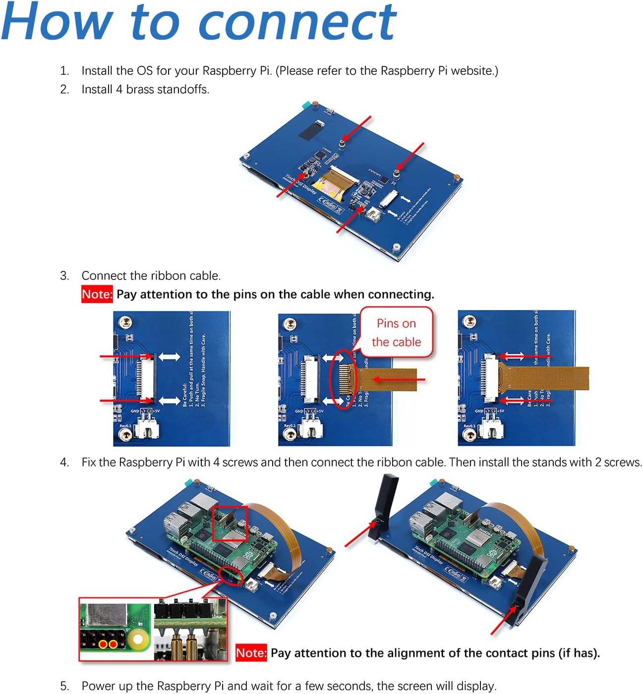FREENOVE 7‑Inch Raspberry Pi Touchscreen Monitor, 5‑Point Capacitive DSI
