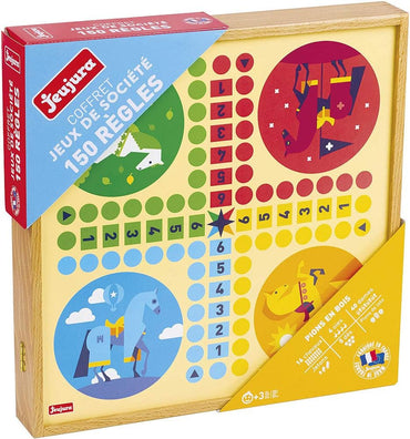 Jeujura Classic Wooden Game Box – 150 Traditional Games Set