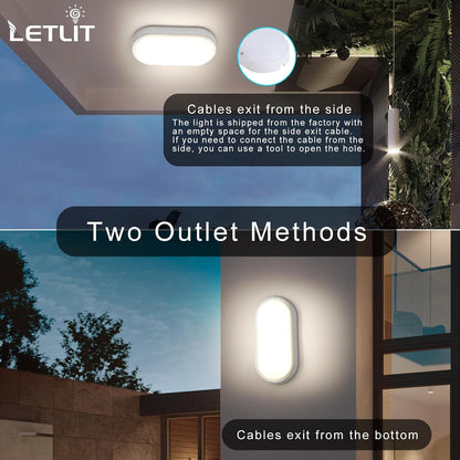 Letlit 12W LED Wall Light IP54 Bathroom Bulkhead 1200lm 4000K Neutral White Ceiling Porch Light