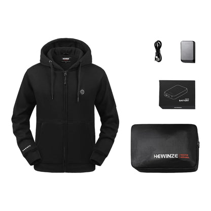 HEWINZE Heated Zip-Up Hoodie with 7.4V Battery Pack