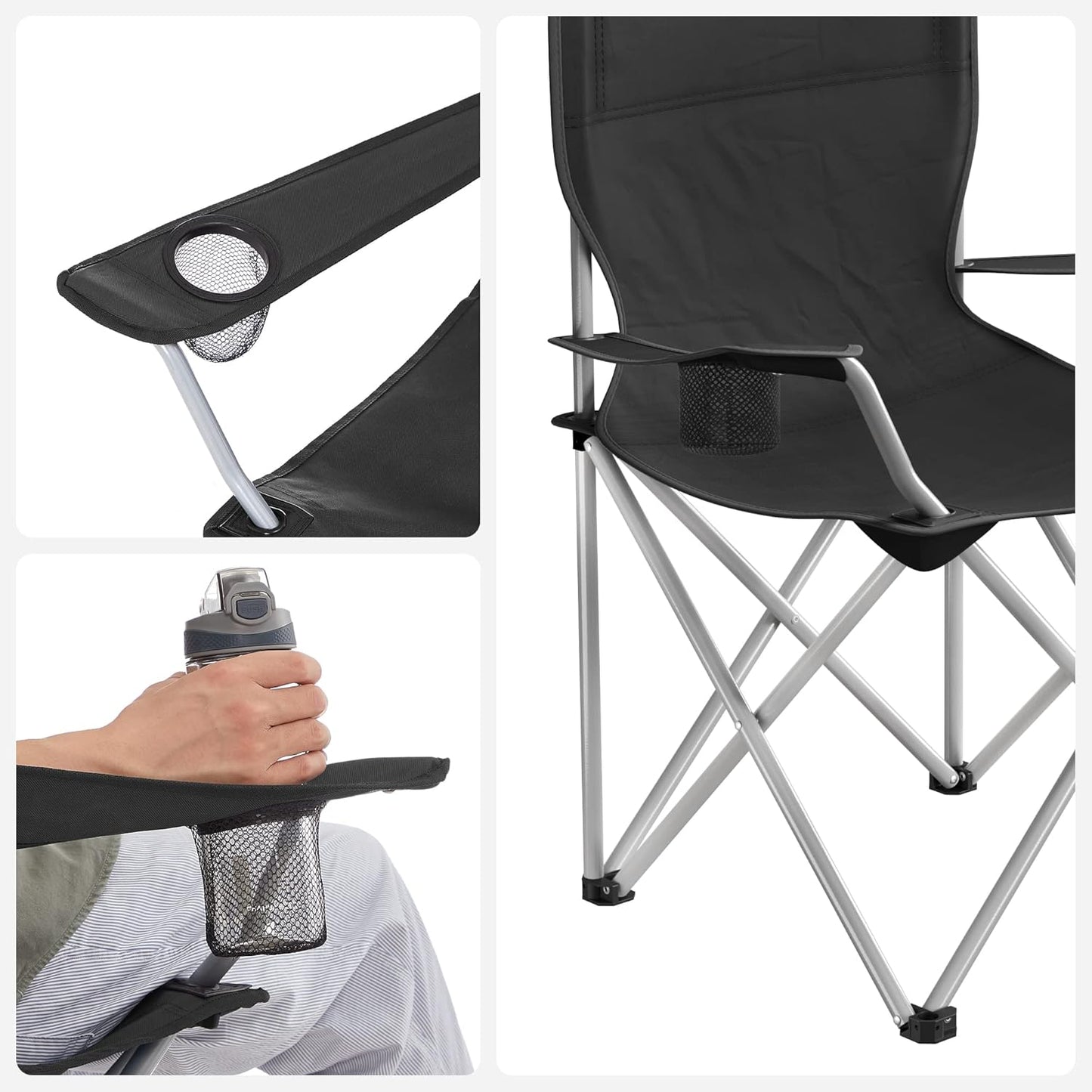 SONGMICS Portable Folding Camping Chair Set with Armrests