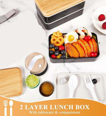 Aiuuee ALC263 Lunch Box Set 1400ml Black