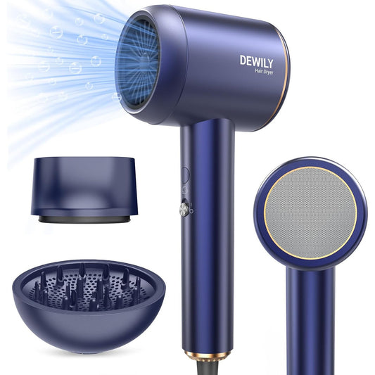 DEWILY 1500W Ionic Travel Hair Dryer – Lightweight Blue