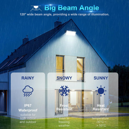 TASINUO 100W 2-Piece Outdoor LED Floodlight 10000LM IP67 Waterproof