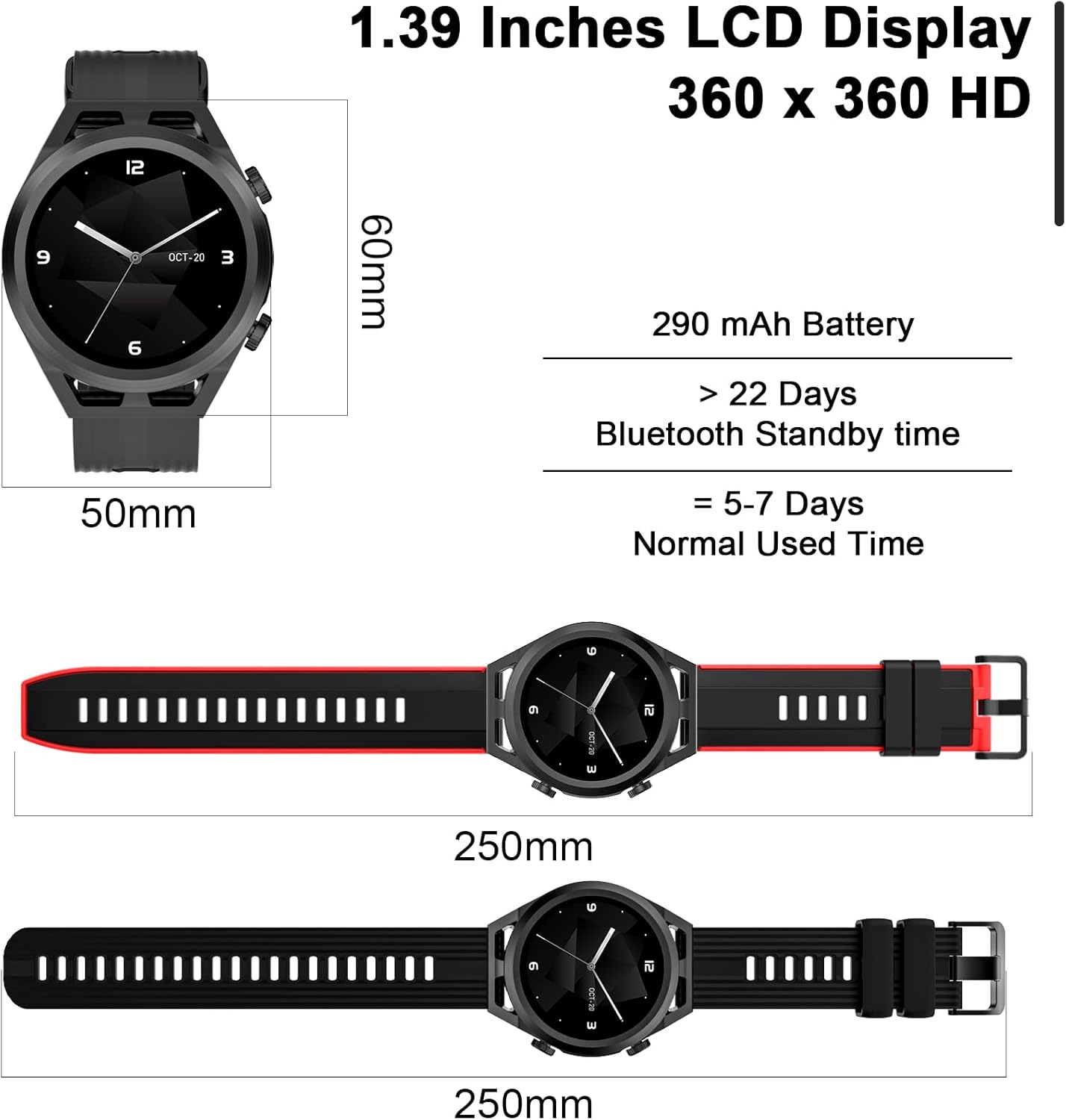 IOWODO R8Pro Waterproof Smartwatch with Call Answer, Music, 24 Sports