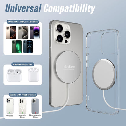 Hoonyer MagEase Magnetic Wireless Charger 15W Mag-Safe Compatible with iPhone 16 15 14 13 12