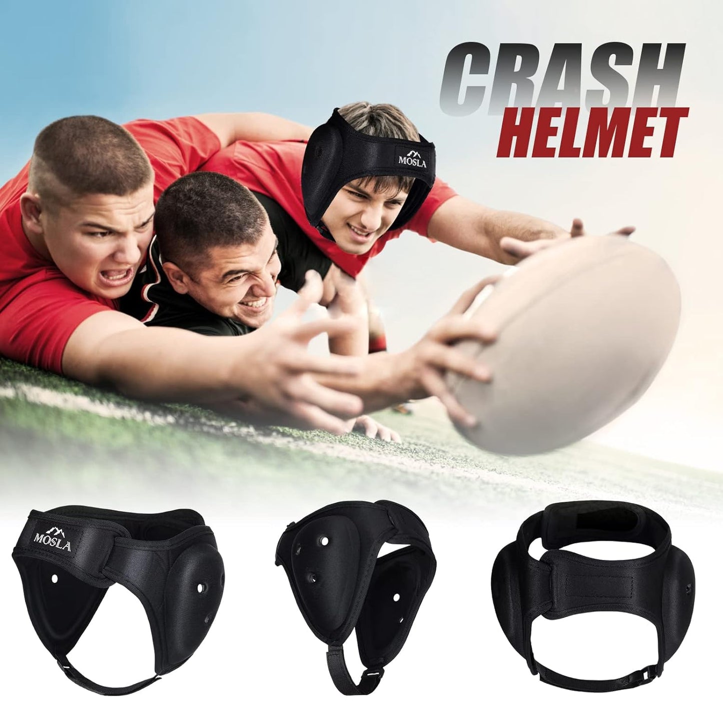 Adjustable Black Wrestling Headgear with Ear Guards for MMA