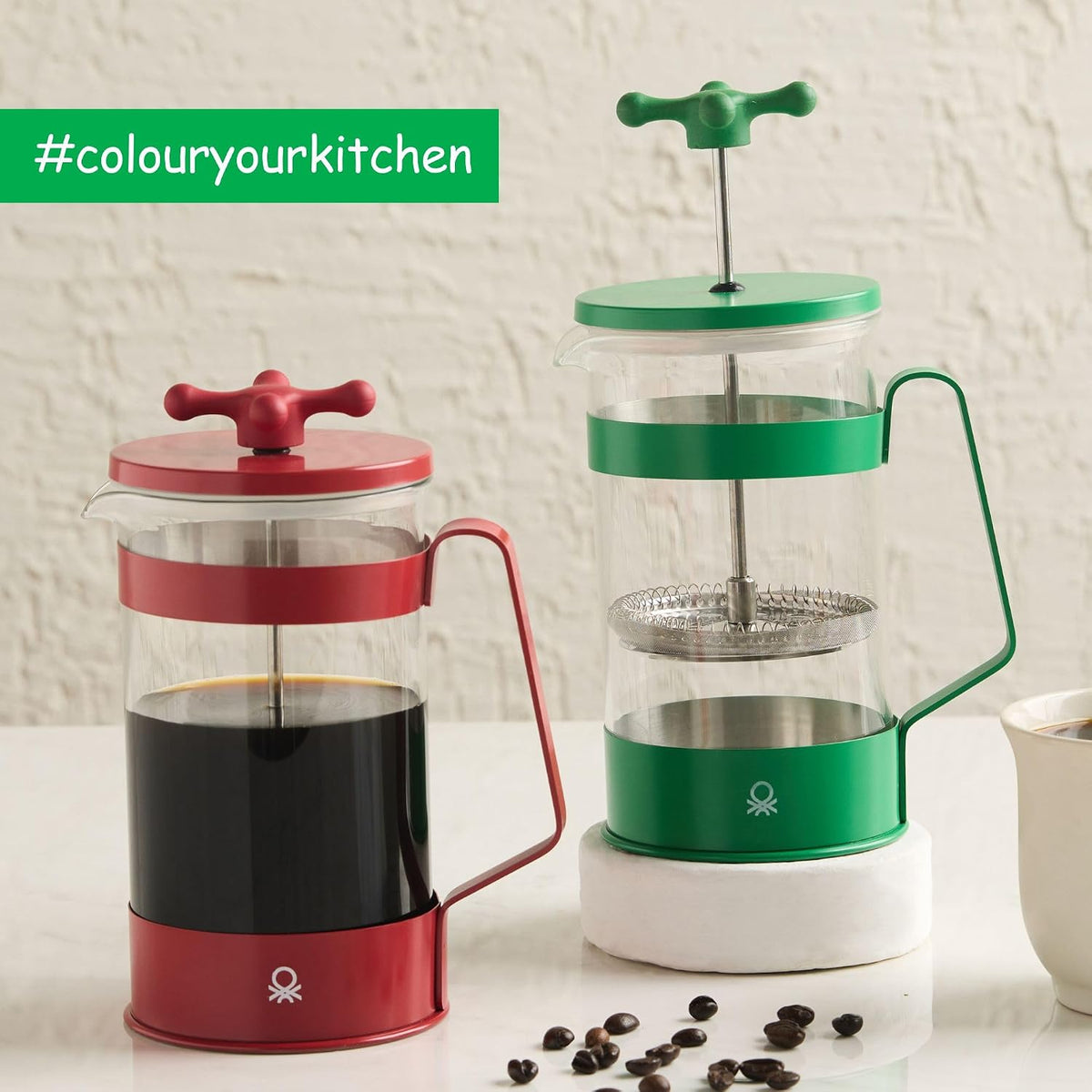 United Colors of Benetton Rainbow French Press 6 Cups 600ml Matt Green