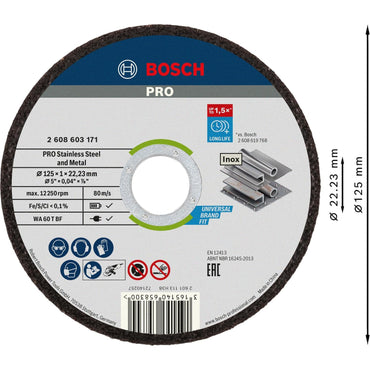 Bosch Professional 10x Inox Rapido Stainless Steel Slim Cutting Wheels, 5-inch Diameter