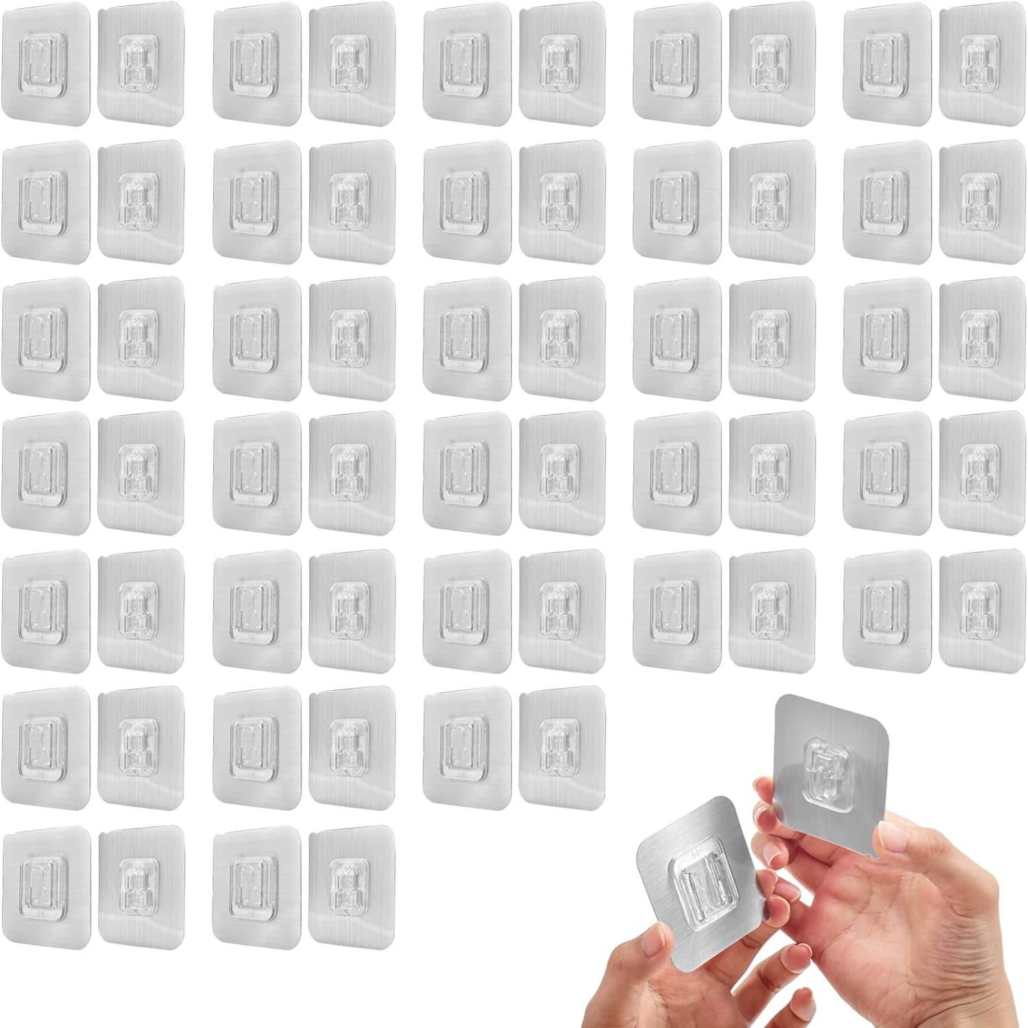 AccEncyc 30-Pack Strong Clear Double-Sided Adhesive Wall Hooks for Home Organization