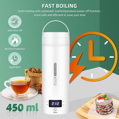 QRAGJBM Portable 450ml Travel Electric Kettle with 4 Temperature Settings