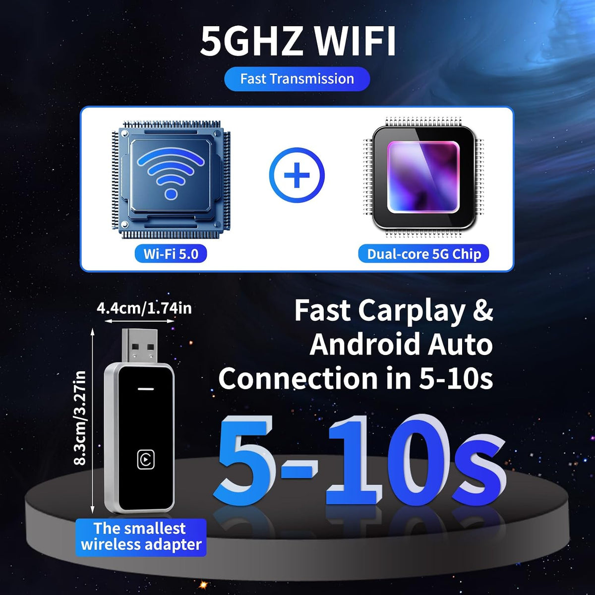 PBCZ 2-in-1 Wireless CarPlay and Android Auto Adapter