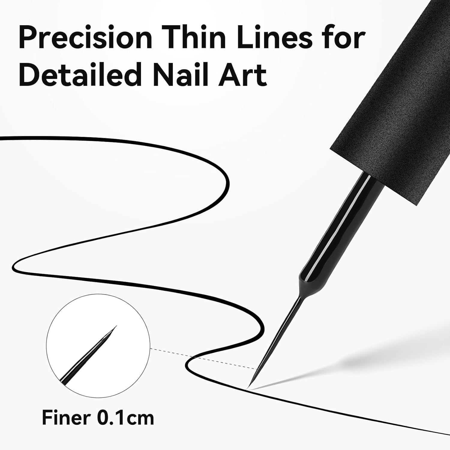 Makartt Pro Gel Nail Liner Set: White & Black, Precision Brush