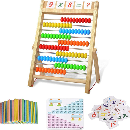 Bestdon Wooden Calculator Slider Abacus with Multicolour Beads