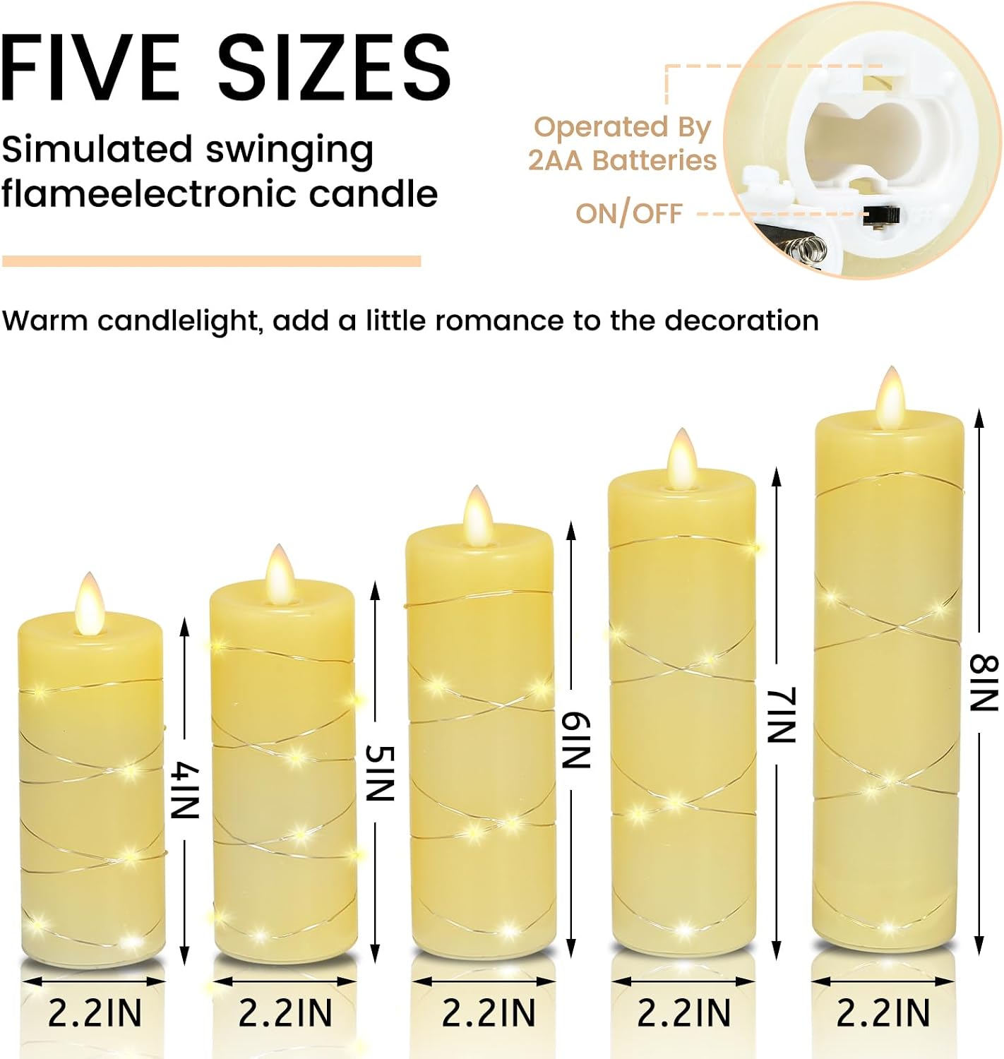 JOYBOY JY-DZLU Flameless LED Candles Remote Control 5-Piece Set