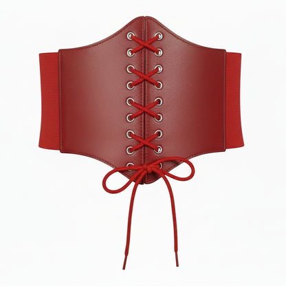 VONMELLI Corset Belt for Women Lace Up Elastic Waist Belt Retro Wide Tied Waspie