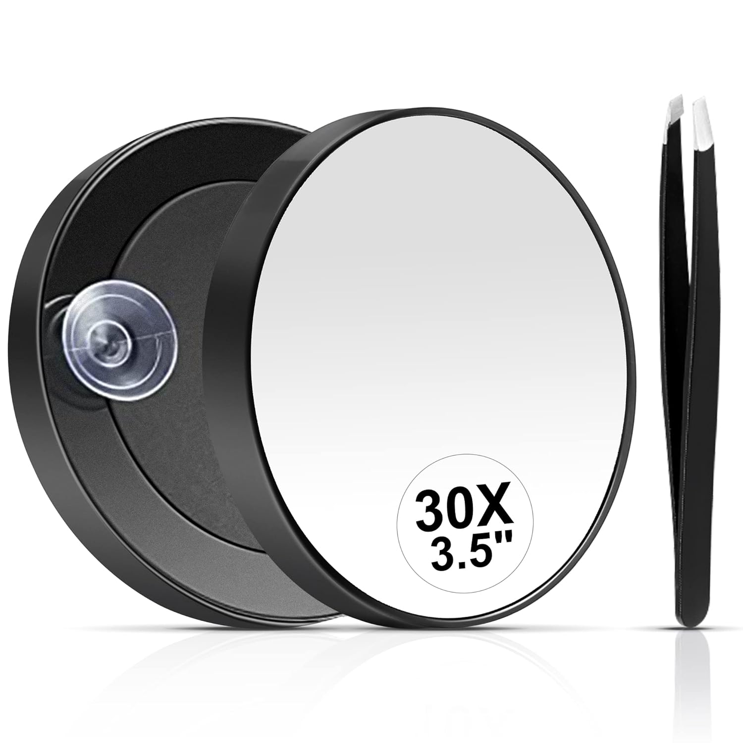 MIYADIVA 30X Magnifying Travel Mirror, Suction Cup, Portable Tweezers