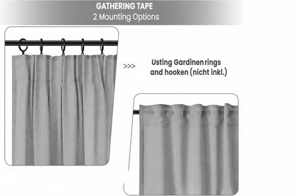 WOLTU Voile Translucent Linen Effect Curtain with Galon Fronceur - 135 x 225 cm