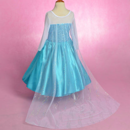 Lito Angels Blue Princess Dress with Sparkling Cape for Girls