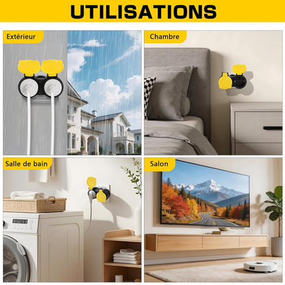 Adamyee Double Socket Adapter IP44 Waterproof 16A 250V 3680W Outdoor Indoor Schuko Plug Compact