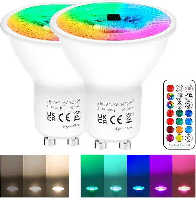 REYLAX GU10 LED Color Changing 6W Dimmable RGB Bulb 4-Pack - Gomix Brands Outlet
