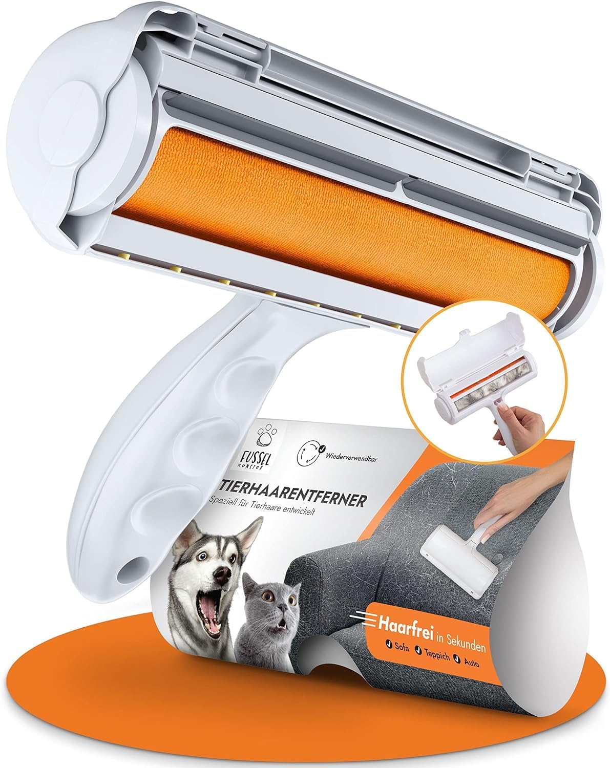 FusselMonster Pet Hair Remover Roller: Reusable Lint Roller for Furniture