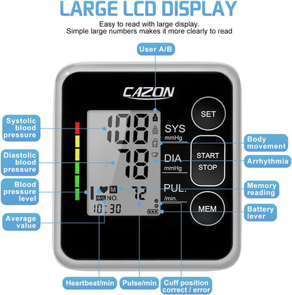 CAZON Digital Upper Arm Blood Pressure Monitor with Large Cuff