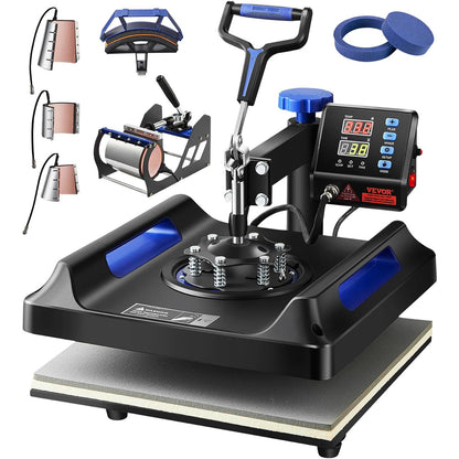 VEVOR 8-in-1 15x15 Swing-Away Heat Press Machine – Blue