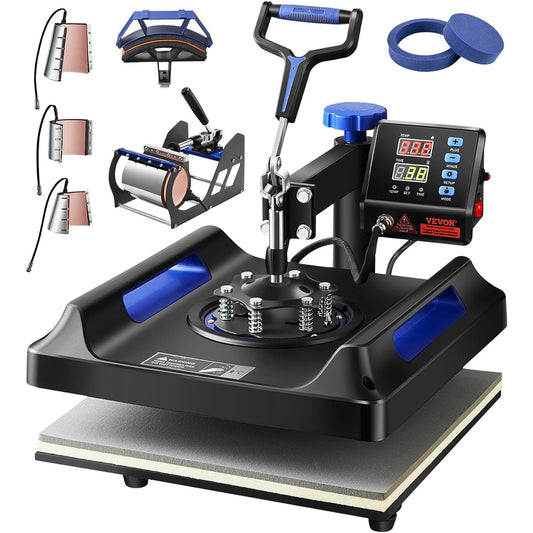 VEVOR 8-in-1 15x15 Swing-Away Heat Press Machine – Blue