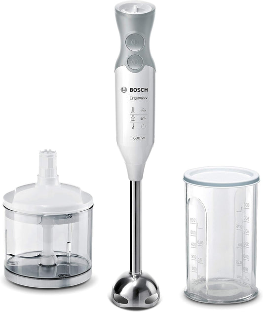 Bosch ErgoMixx 600W Hand Blender: Powerful Immersion Mixer, Whisk, Chopper