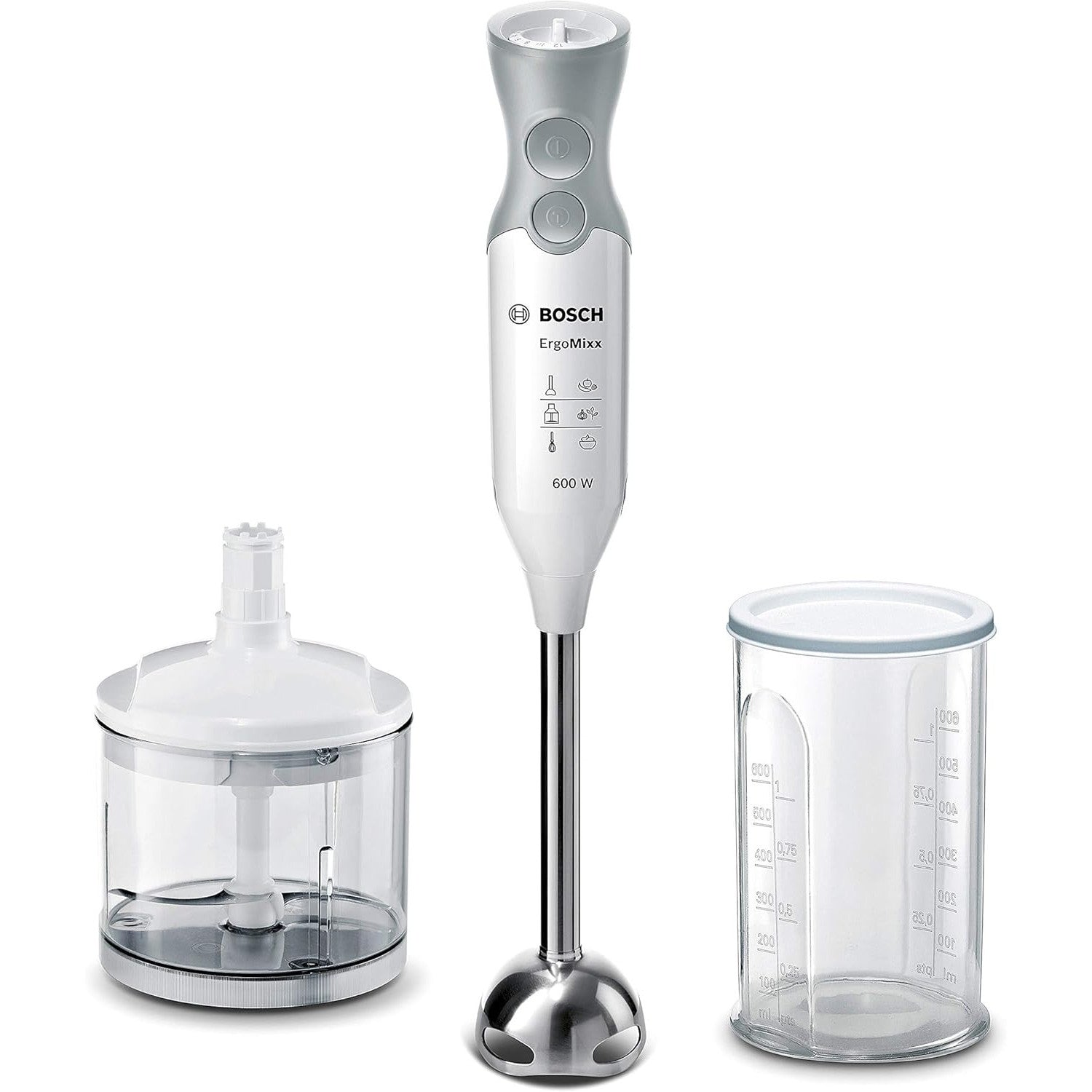 Bosch ErgoMixx 600W Hand Blender: Powerful Immersion Mixer, Whisk, Chopper