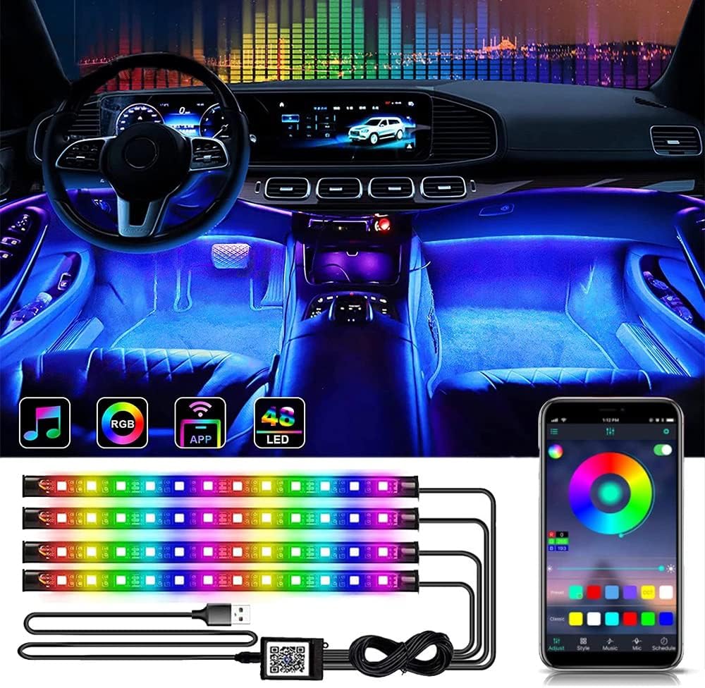 NCONCO AC-2737588 48 LED Car Interior Strip Lights 5V 4-Pack