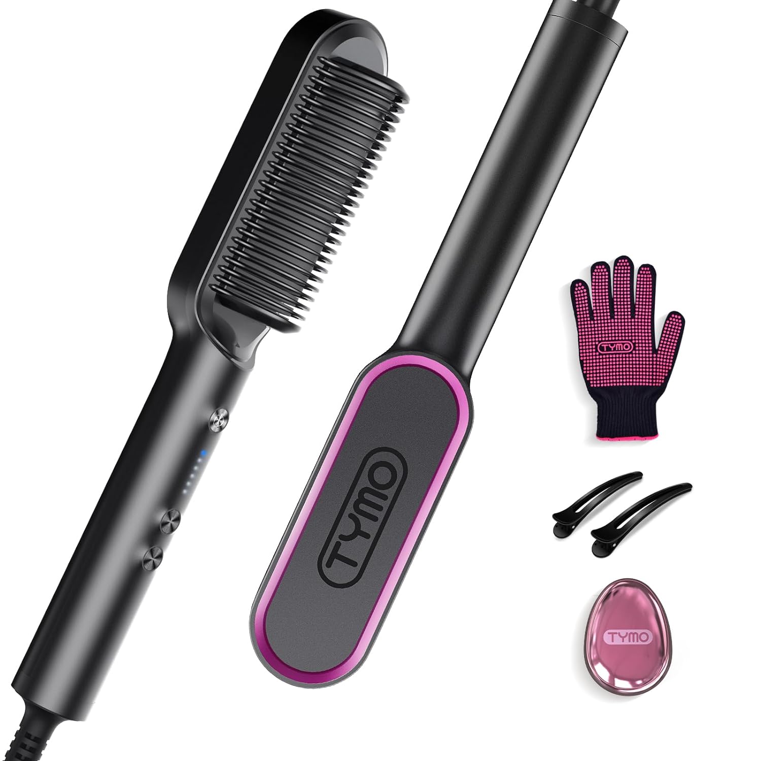 TYMO Ring 5-Temp Hair Straightener Brush with Fast Heating