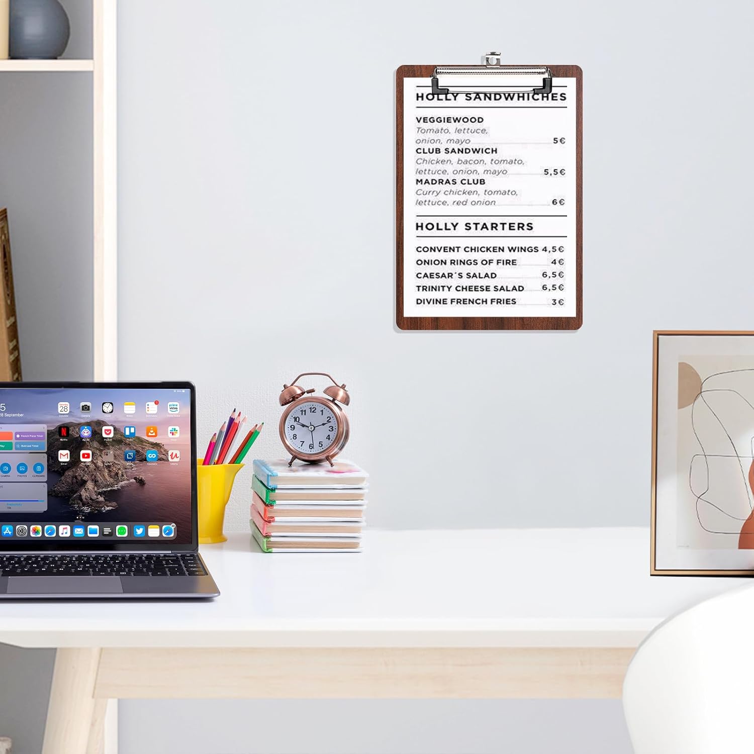 DONGLI A5 Wooden Clipboards 8-Pack: Hardboard with Low Profile Metal Clip