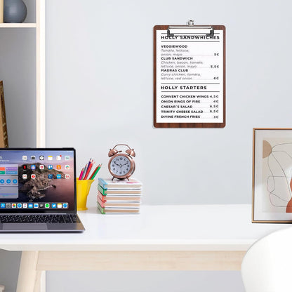 DONGLI A5 Wooden Clipboards 8-Pack: Hardboard with Low Profile Metal Clip