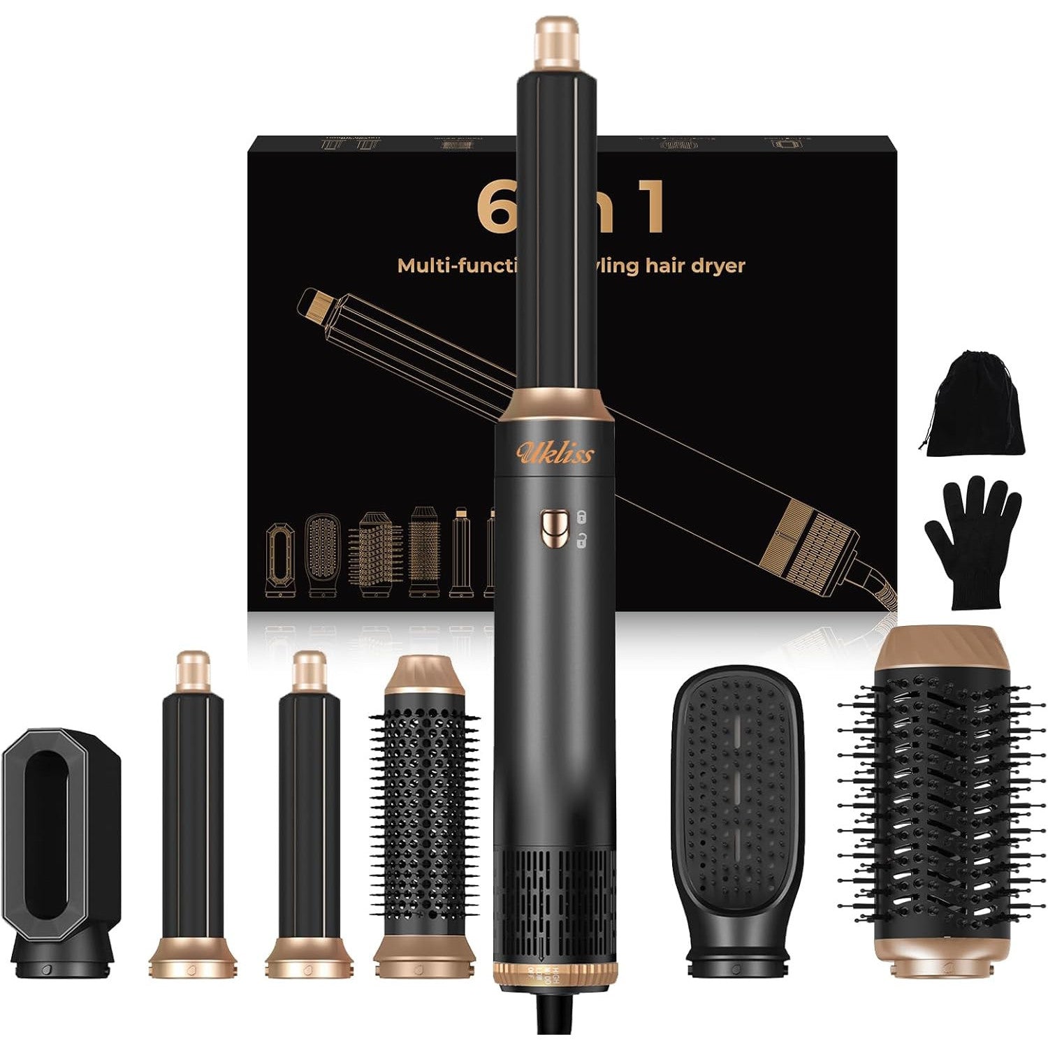 UKLISS 6-in-1 Airstyler Multi-Hair Styler – Fast Dry, Curl, Volume
