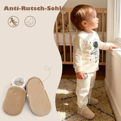 Cozy Leather Baby Slippers for Girls and Boys Warm Winter