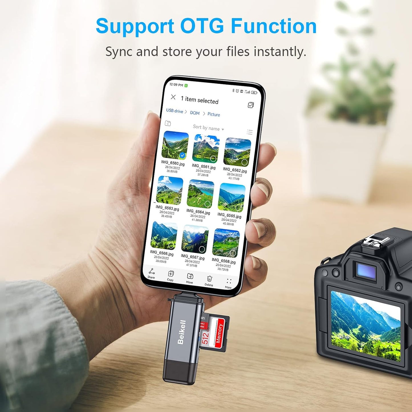Beikell SD Card Reader Dual Connector USB 3.0 USB C Memory Card Adapter Supports SD Micro SD SDXC SDHC MMC RS-MMC UHS-I Compatible with MacBook Pro MacBook Air iPad Pro Galaxy S21